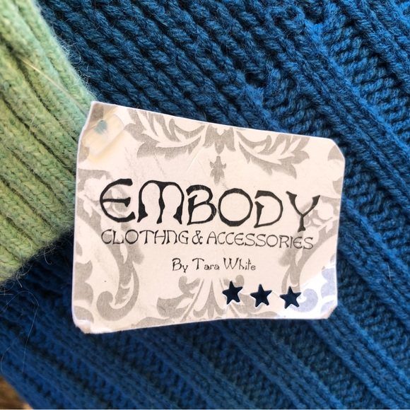 Swish Sweater Cotton Acrylic Upcycled Knit Green Blue Embody Wrap Cardigan Top - Picture 4 of 5